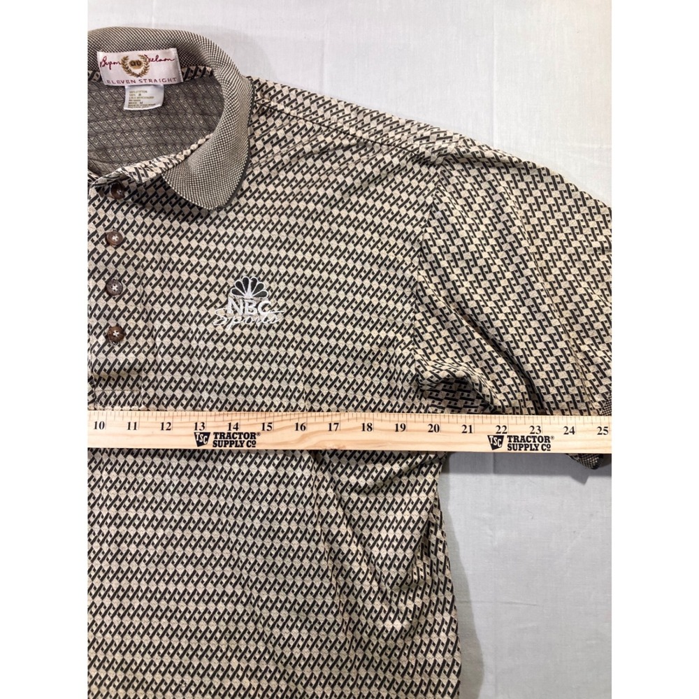Byron Nelson Eleven Straight Mens Geometric Pattern Polo Shirt Size M Cotton - Picture 3 of 7